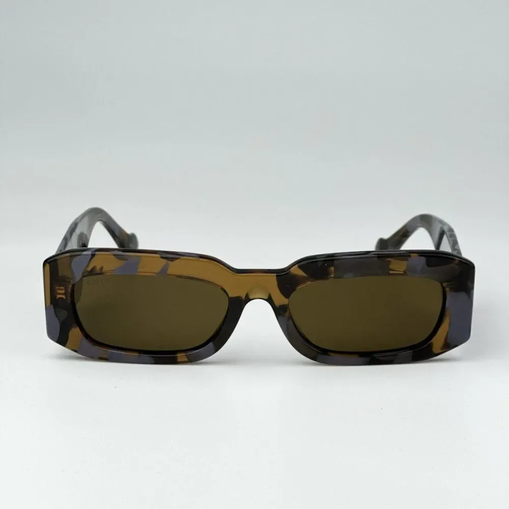 SALE! NEW Gucci GG1426S 003 Spotted Lilac Havana Brown Rectangle Sunglasses
